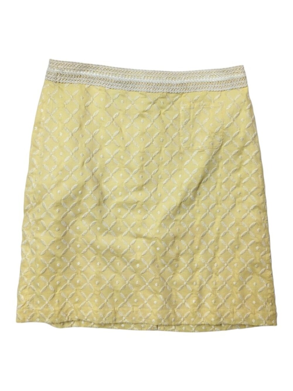 Sigrid Olsen Embroidered Cotton Skirt 8 Yellow Cottagecore Coastal Preppy